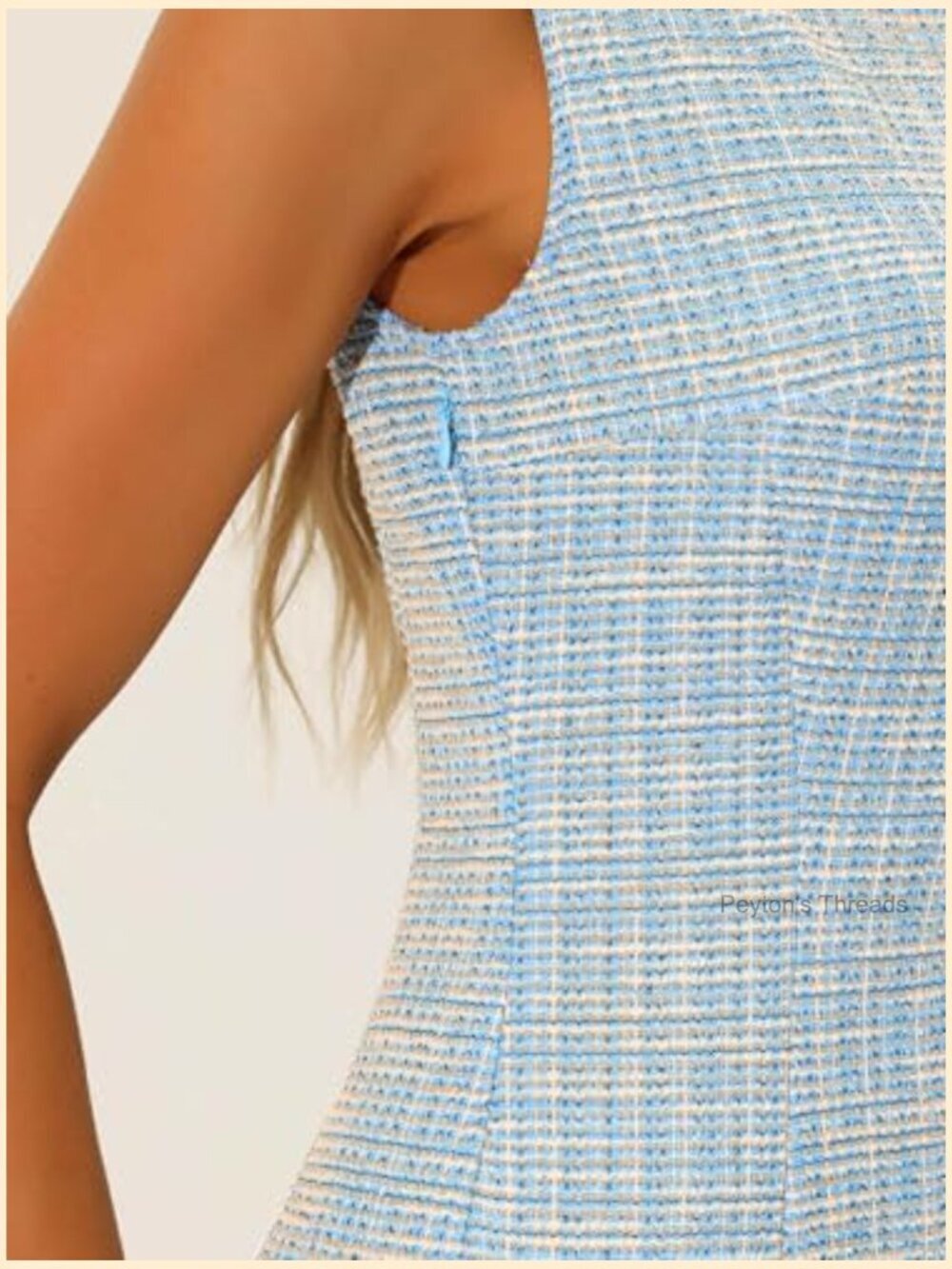 Sleeveless Plaid Sheath Bodycon Dress with Fishtail Hem - Picture 5 of 7